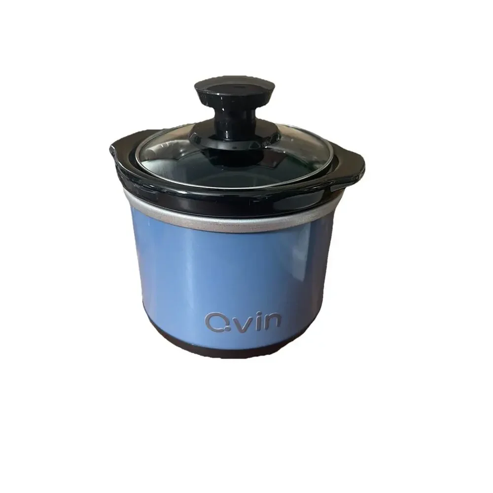 Qvin C.Vin 0.65 Qt Mini Slow Cooker Blue Fondue Pot Food Warmer
